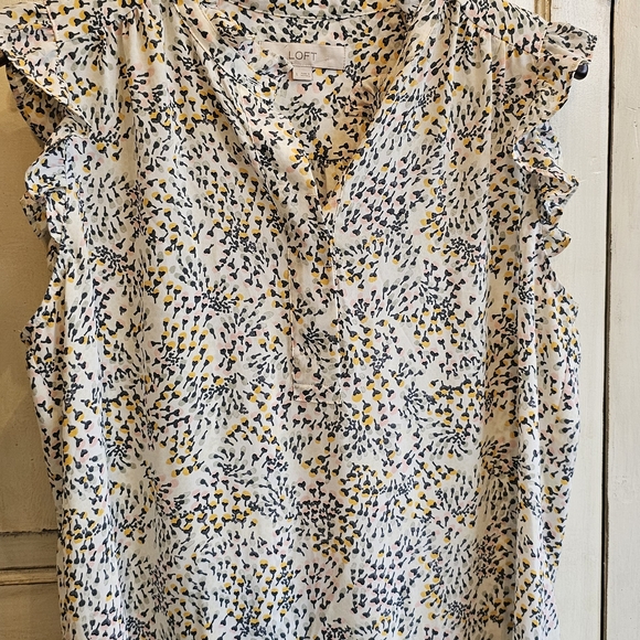 LOFT Sleevless Ruffle Neck Blouse - Picture 2 of 6